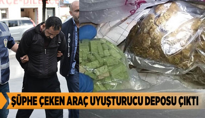 ŞÜPHE ÇEKEN ARAÇ UYUŞTURUCU DEPOSU ÇIKTI